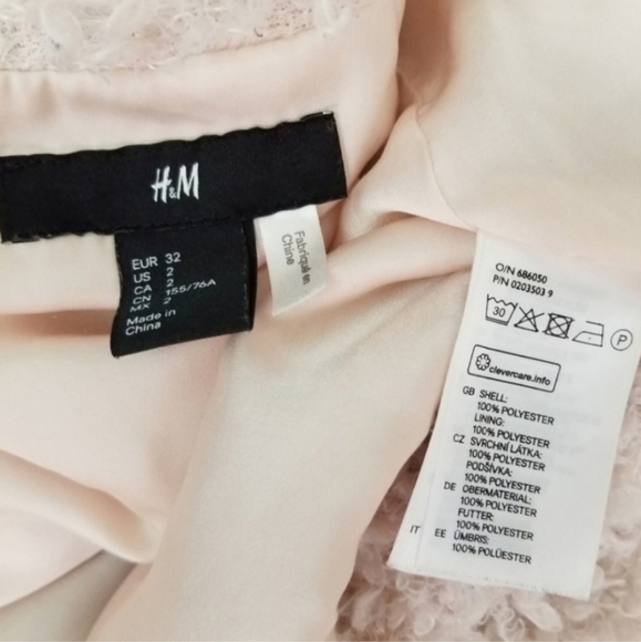 H&M S 2 Blush Pink Open-Front Fuzzy Soft Teddy Bear Jacket - Picture 6 of 9